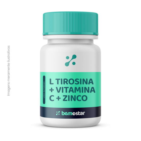 L Tirosina 150mg + Vitamina C 200mg + Zinco 60 Cápsulas